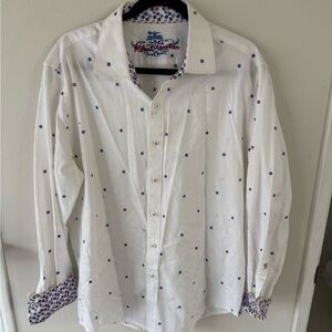 Robert Graham White Shirt with Blue and Purple Accents